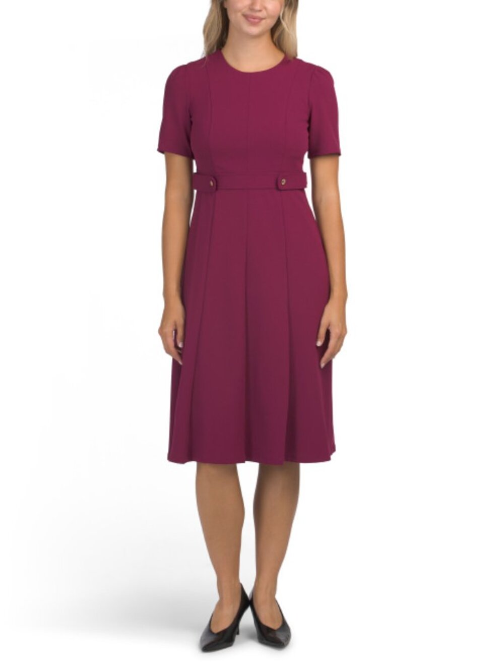 LONDON TIMES Side Tab Fit And Flare Dress